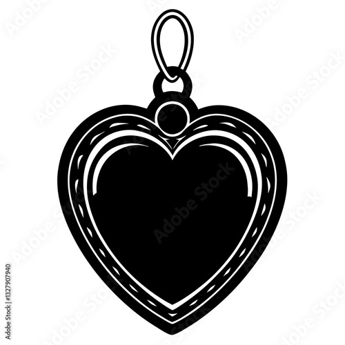 Heart-Shaped Locket Silhouette Black Vector Design