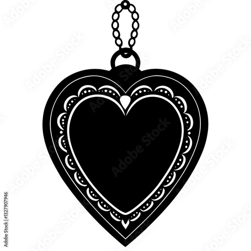 Heart-Shaped Locket Silhouette Black Vector Design