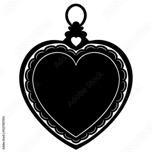 Heart-Shaped Locket Silhouette Black Vector Design