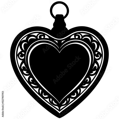 Heart-Shaped Locket Silhouette Black Vector Design