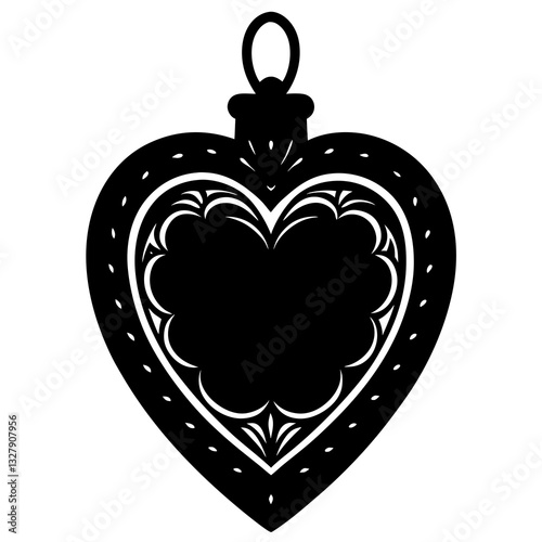 Heart-Shaped Locket Silhouette Black Vector Design
