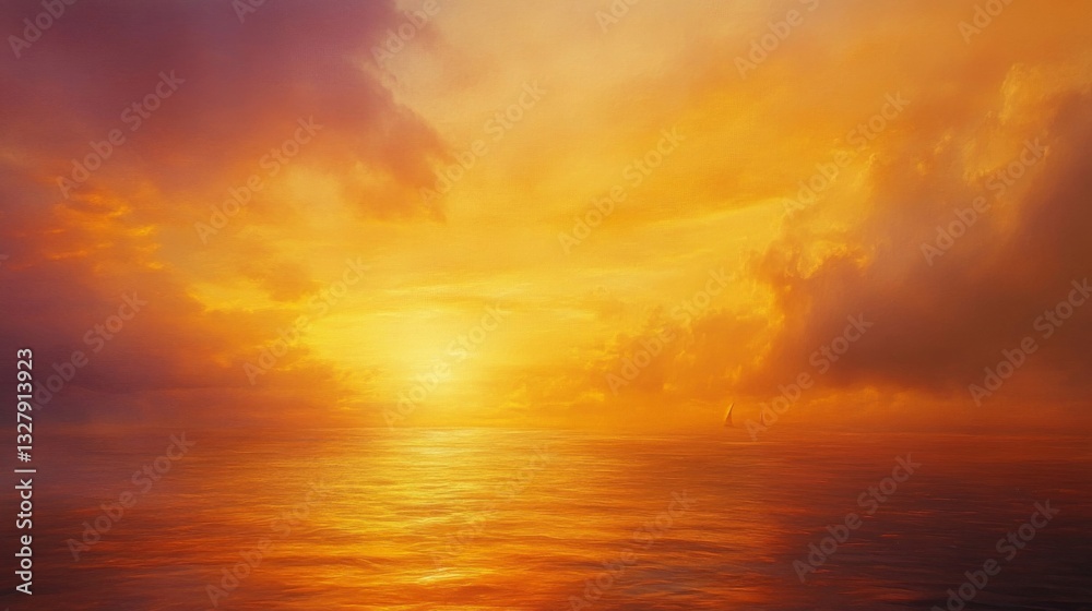 Vibrant Orange And Purple Sunset Over Calm Ocean Vibrant Orange And Purple Sunset Over Calm Ocean