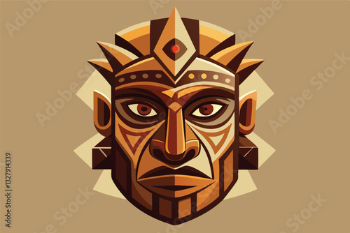 Intricate vector illustration of a tribal mask representing cultural heritage and artistry inspired by ancient civilizations