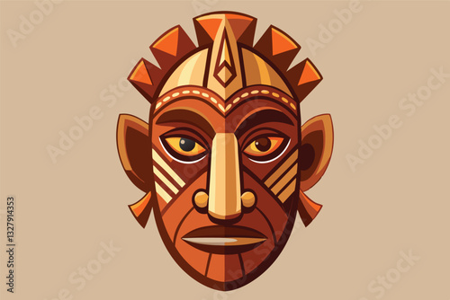 Intricate vector illustration of a tribal mask representing cultural heritage and artistry inspired by ancient civilizations
