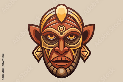 Intricate vector illustration of a tribal mask representing cultural heritage and artistry inspired by ancient civilizations