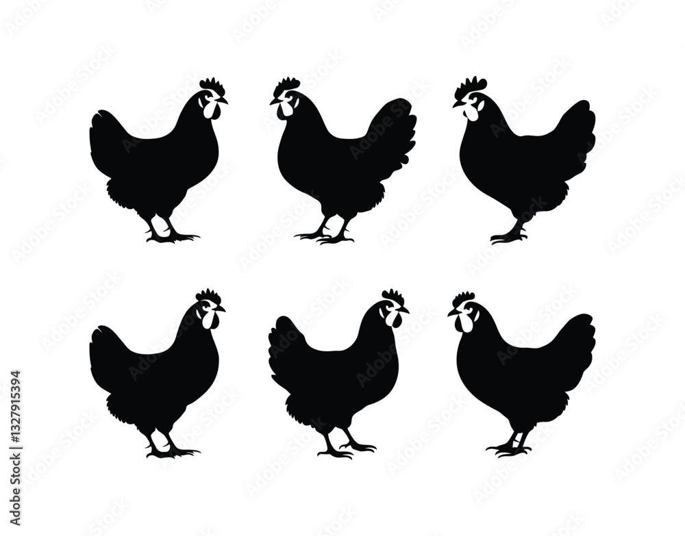 Fototapeta premium Farmyard Hen Silhouette EPS Vector Template