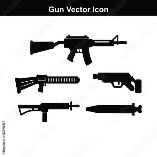  Vector illustration of an assault rifle with a military-style design