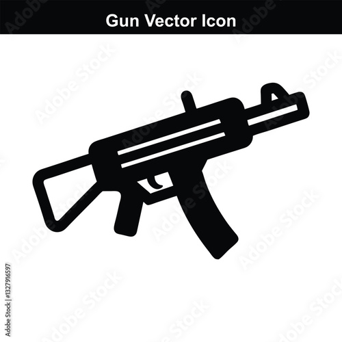 Black pistol with bullets isolated on white background
