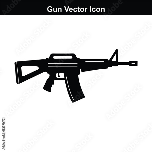  Vector illustration of an assault rifle with a military-style design