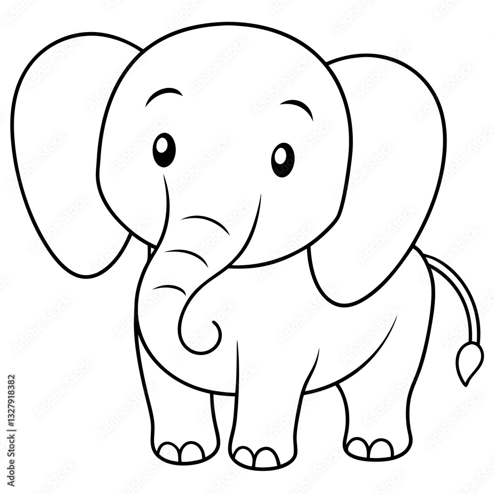 Fototapeta premium Smiling Elephant Coloring Page Line Art for Kids – Fun and Playful Design
