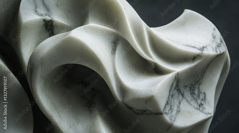 Obraz premium Abstract stone sculpture displaying flowing curves and detailed veining patterns
