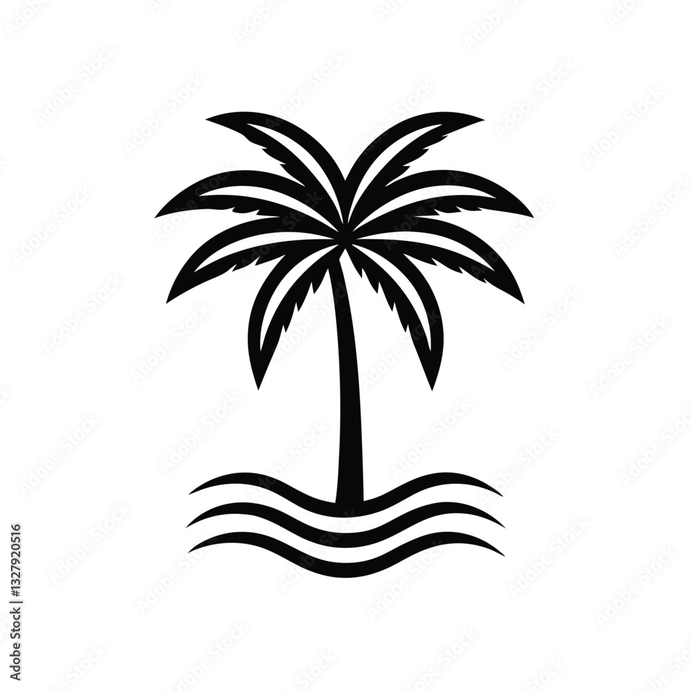 Obraz premium Minimalist Palm Tree Black Vector Design
