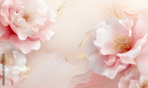 Pink peonies on marble background for elegant designs