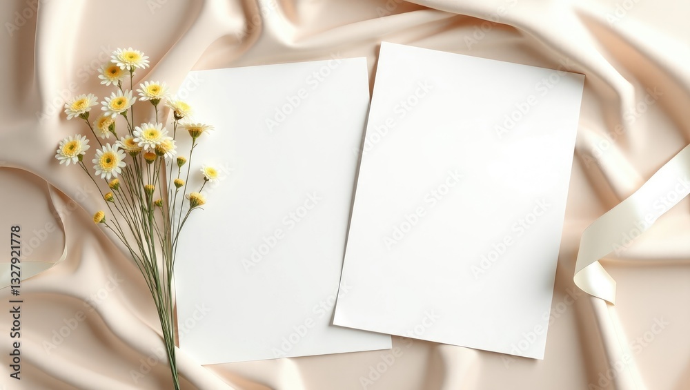 Set of two 5x7 card mockup featuring a bouquet of wild flowers