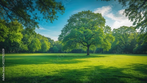 Meadow featuring lush green grass in an expansive public park.