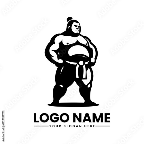 Sumo Wrestler Logo Vector Graphic. Powerful Sports Design
