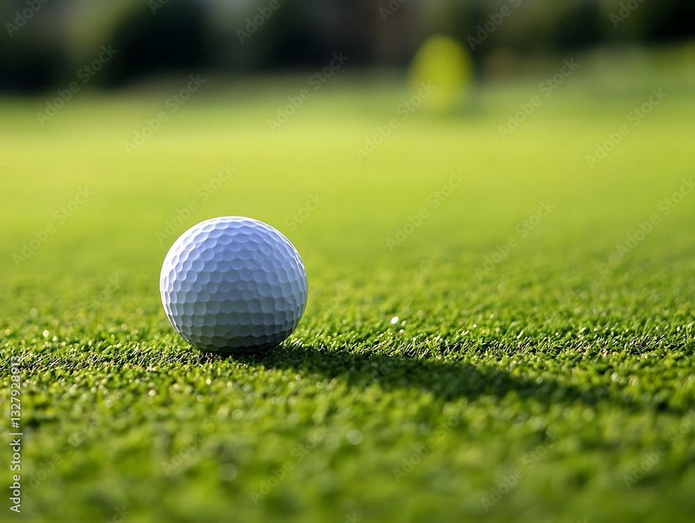 Obraz premium Golf Ball Resting on Green Course Grass Close Up Shot