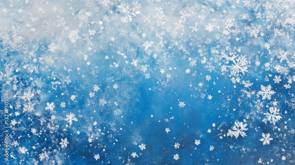 Obraz premium Blue Winter Background with White Snowflakes