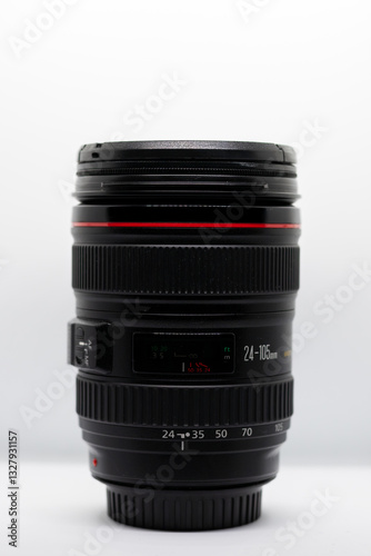 camera lens on white background