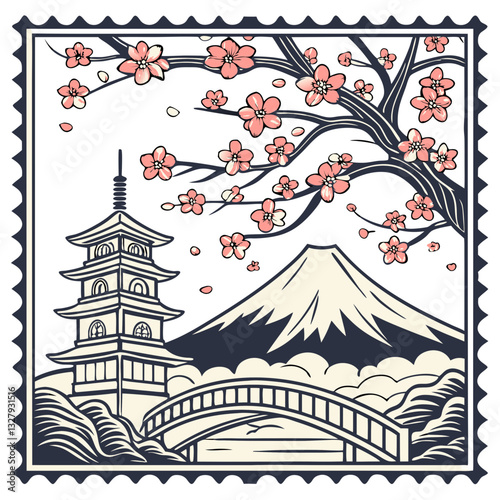 Japan Postage Stamp Vector