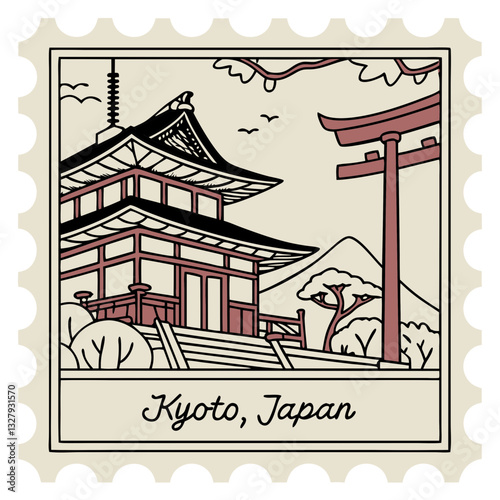 Japan Postage Stamp Vector