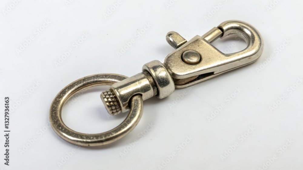 Metal Keychain Carabiner Clip on White Background Metal Keychain Carabiner Clip on White Background