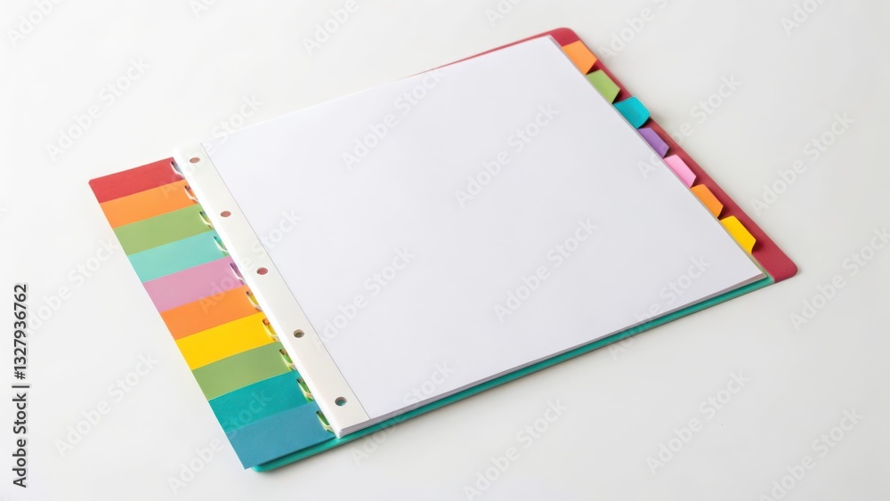 Colorful Index Divider Notebook on White Background