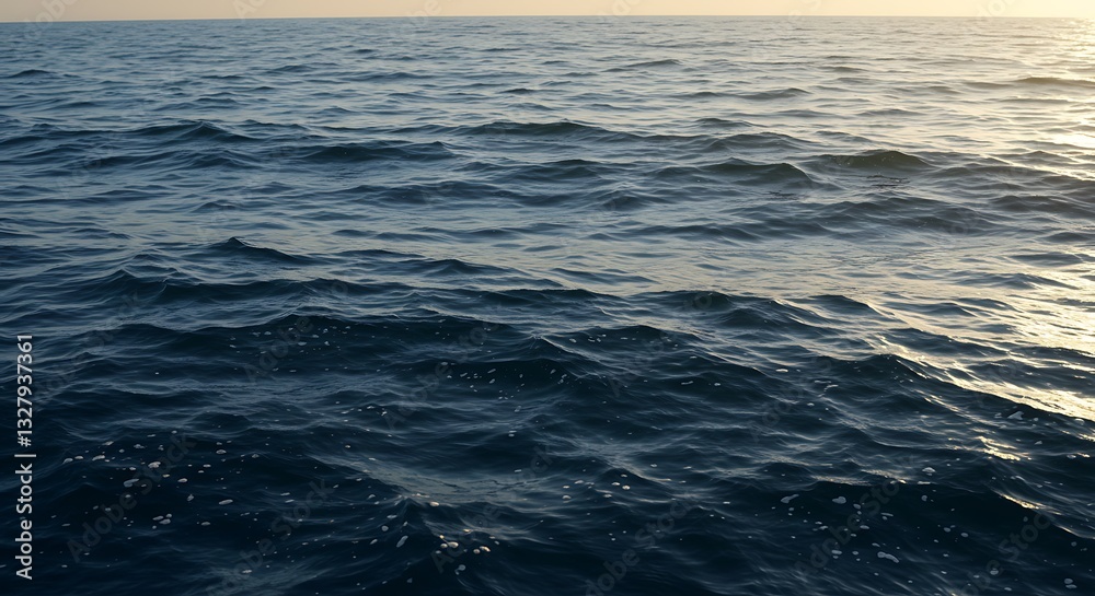 Obraz premium Serene Ocean at Sunset: A Captivating View of the Deep Blue Waves