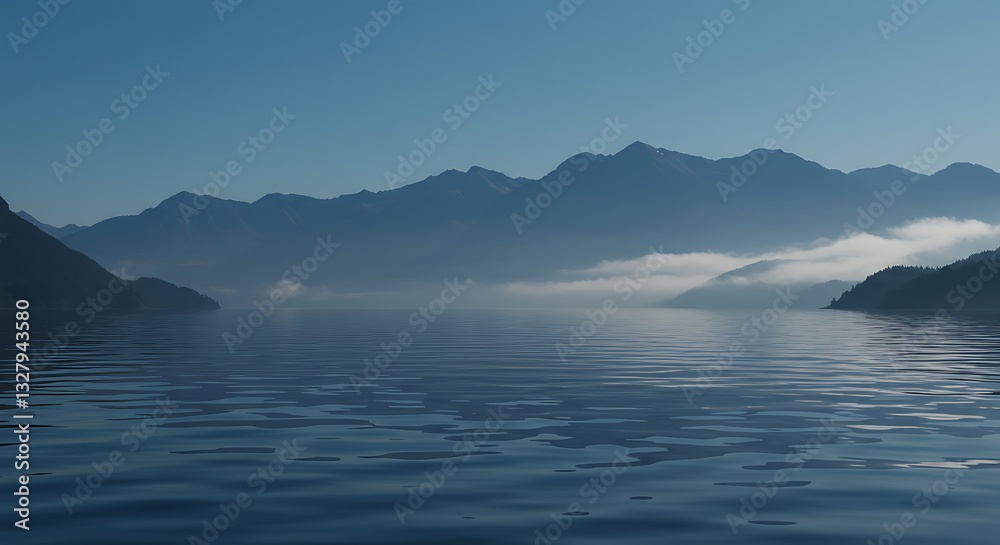 Misty Mountain Lake Serenity: A Breathtaking View of Nature's Tranquility Misty Mountain Lake Serenity: A Breathtaking View of Nature's Tranquility