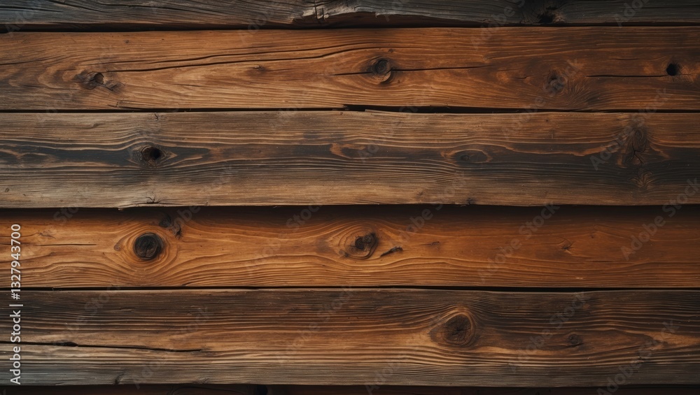 Barn Wood Frame Old Background. Horizontal Brown Wooden Texture. Rustic Wallpaper with Isolated Timber. Surface of Reclaimed Hardwood.