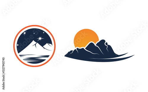 Hill Mountain icon Logo Template illustration design v.2