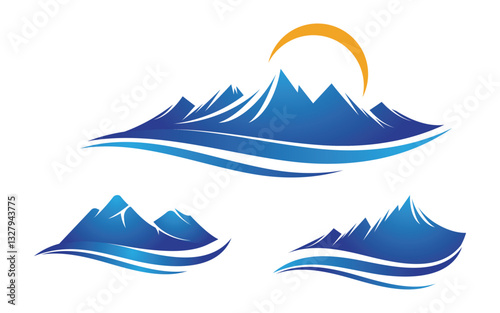 Hill Mountain icon Logo Template illustration design v.4