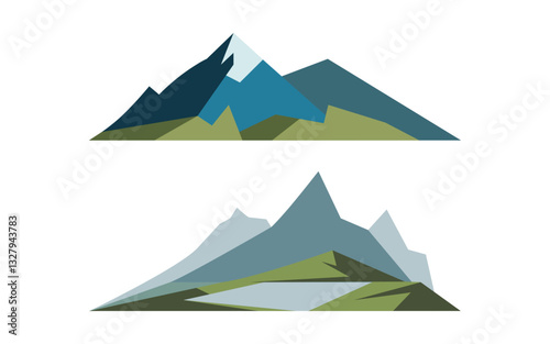 Hill Mountain icon Logo Template illustration design v.6