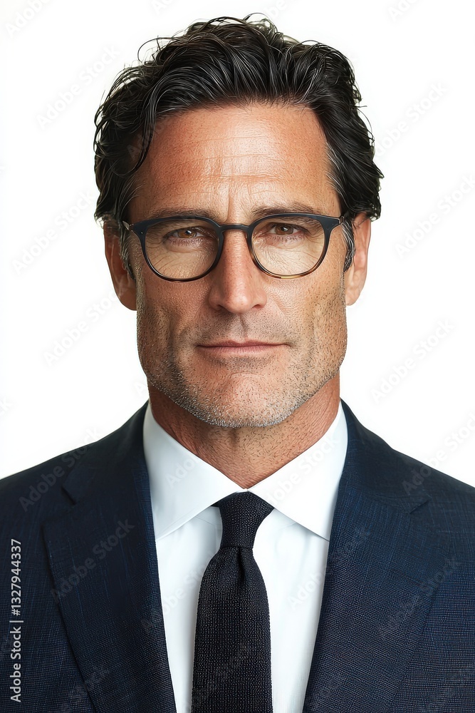 Confident Businessman in Suit and Glasses Confident Businessman in Suit and Glasses