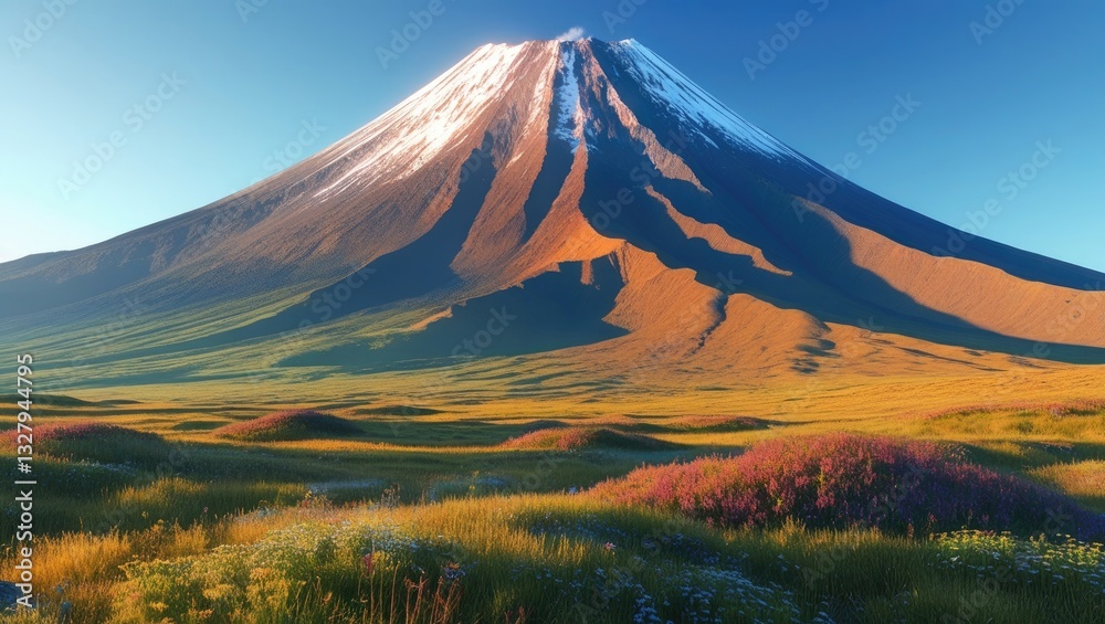 Fototapeta premium Active volcano in a lush landscape.