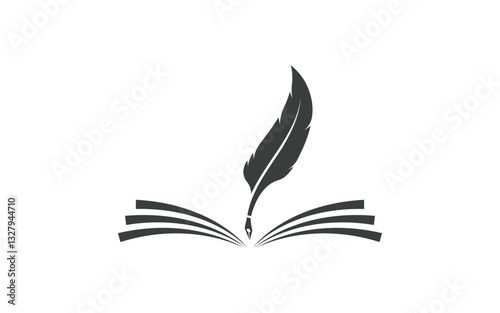 Pen feather writer logo illustration design template v.2