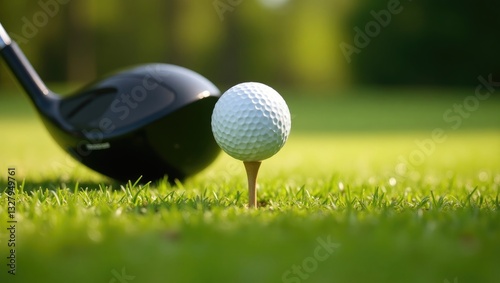Wallpaper Mural Close-up view of a golf ball on a tee with drivers at the course. Torontodigital.ca