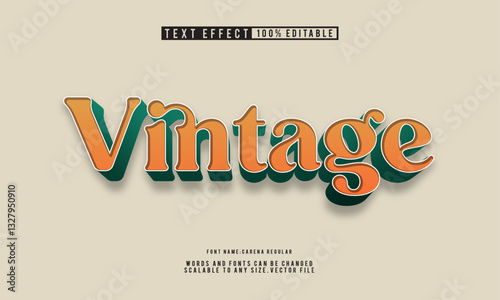 Editable vintage text effect template with a classic retro style. Ideal for nostalgic designs and branding projects.