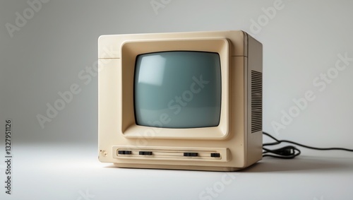 Close-up of vintage computer monitor isolated on a background with a clipping path for the display.
