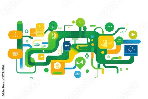 Colorful Abstract Digital Connection and Technology Concept Design