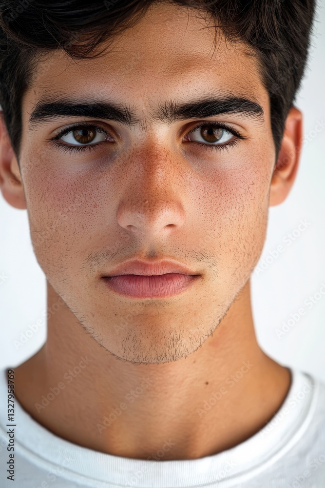 Obraz premium Close-up Portrait of a Young Man with Freckles