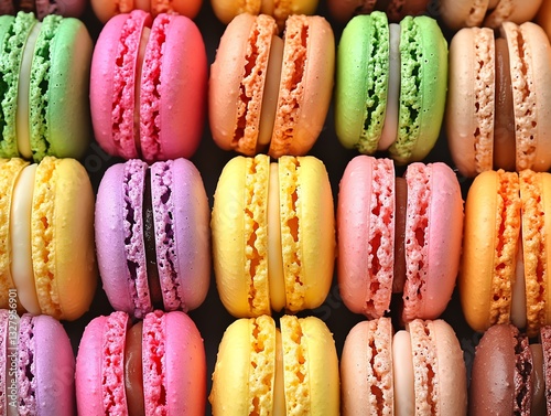 A french sweet delicacy, macaroons variety closeupmacaroon colourful texture