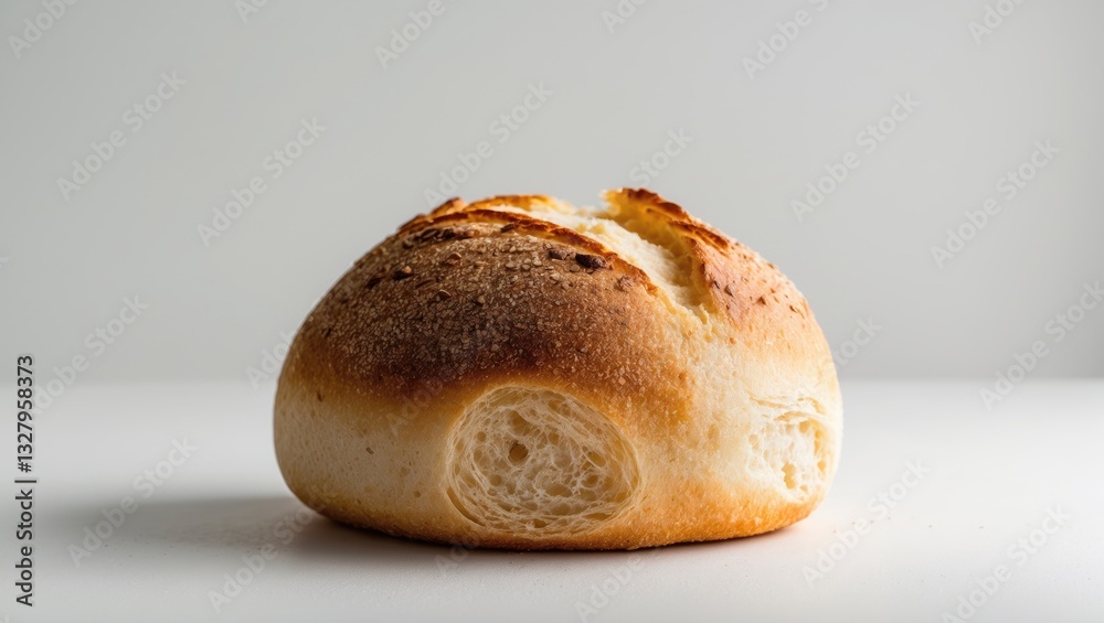 Crispy bread roll placed against a white background. Crispy bread roll placed against a white background.