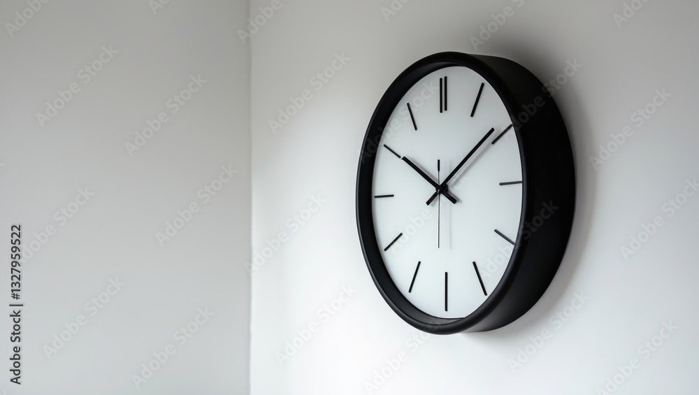 Wall clock against a white backdrop. Wall clock against a white backdrop.