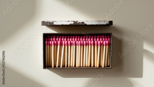 vintage matchsticks stored in a box photo