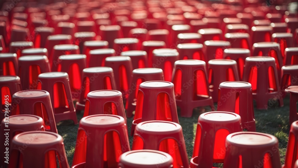 Naklejka premium Red chairs for a gathering