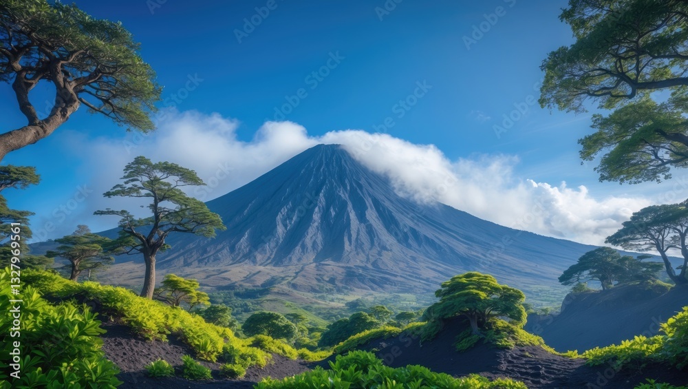 Fototapeta premium View of the summit of an extinct volcano