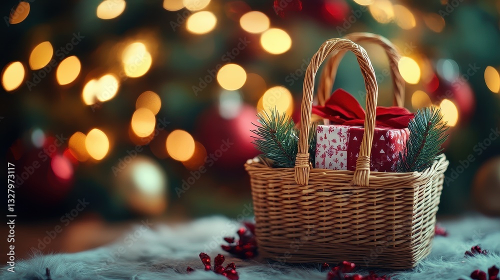 Soft focus and background blurred Gift Baskets, Gift set .Holiday and Christmas and New year present Concept. Soft focus and background blurred Gift Baskets, Gift set .Holiday and Christmas and New year present Concept.