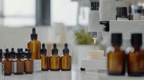 Automated Filling Process of Amber Glass Bottles in a Modern Laboratory