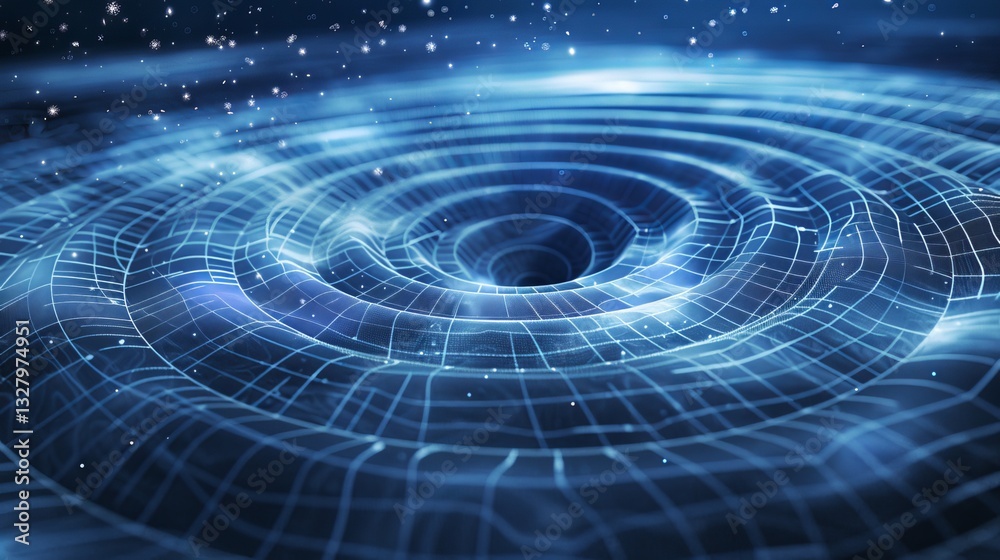 Intricate blue digital waves emanating from a central point, creating a mesmerizing cosmic effect. Intricate blue digital waves emanating from a central point, creating a mesmerizing cosmic effect.